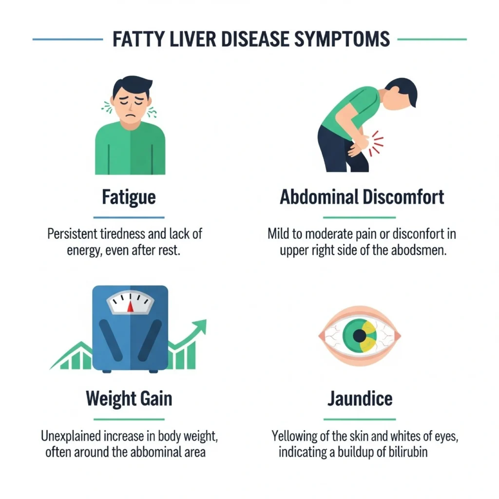 Fatty liver disease symptoms infographic